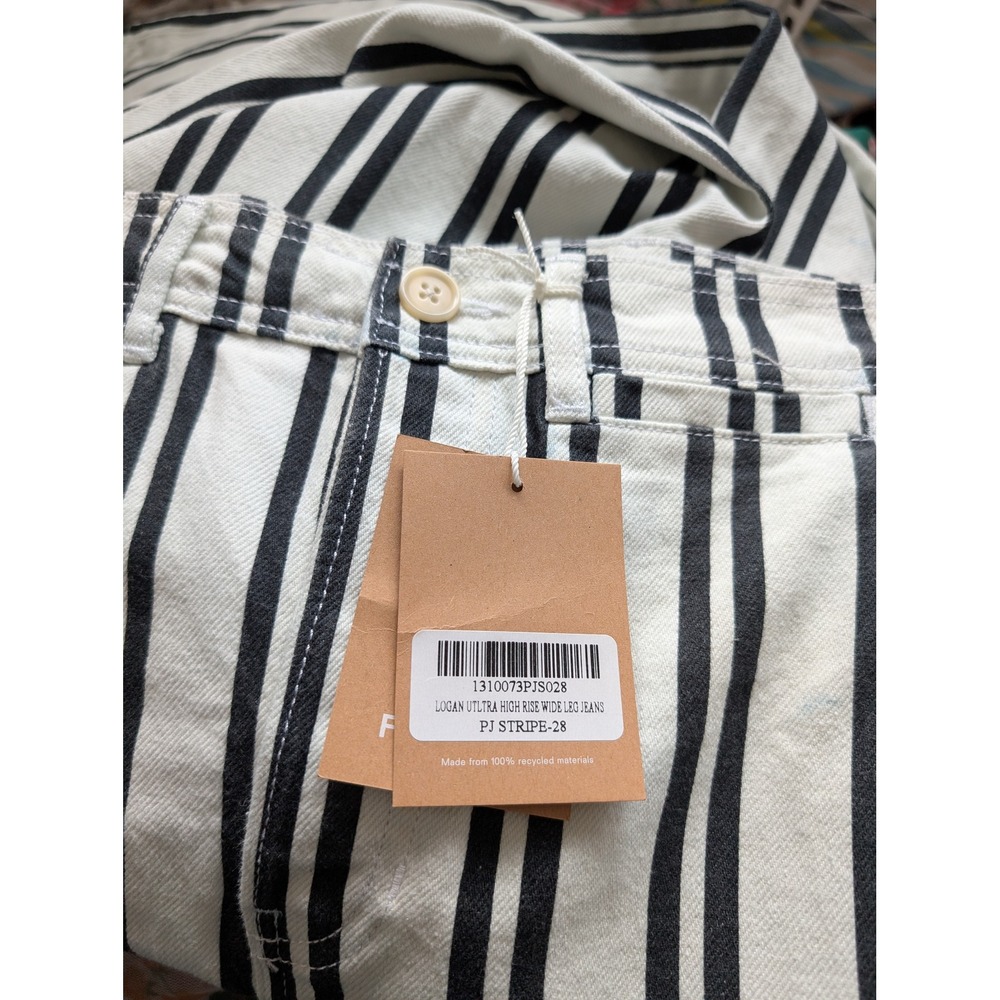 Reformation Logan Ultra High Rise Wide Leg‎ Jeans Black White NWT - Picture 10 of 13